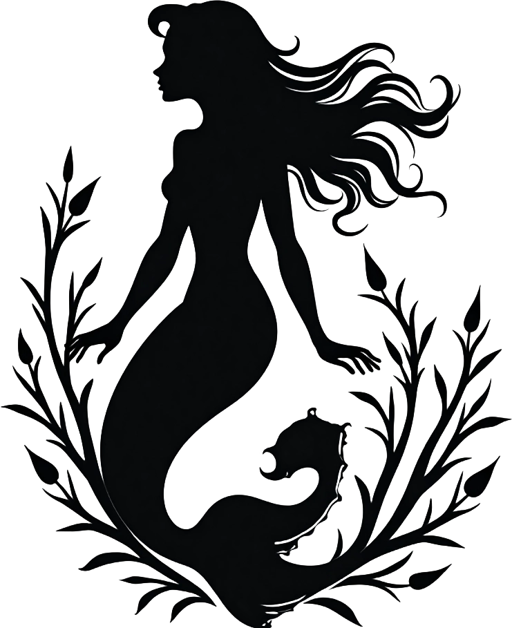 Mermaid Silhouette with Otter